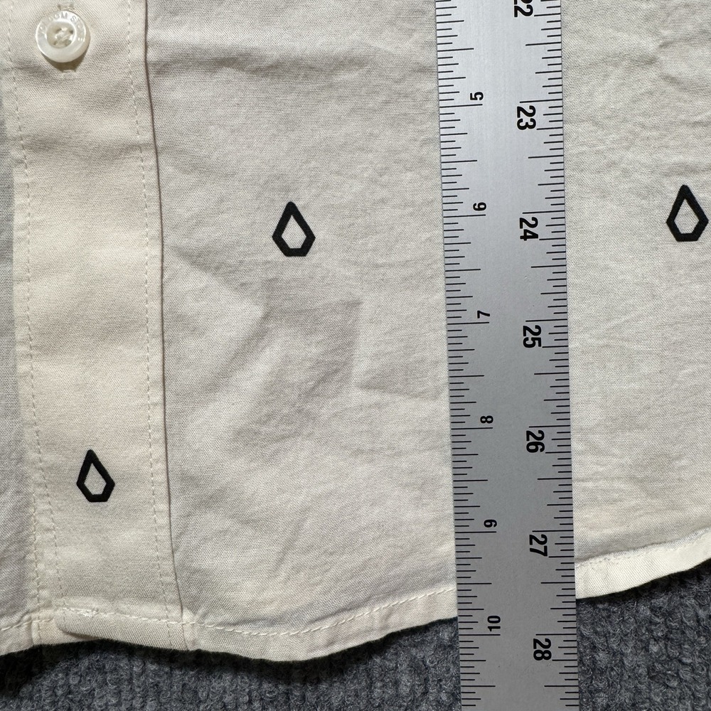 Volcom Shirt Mens Small Button Up Off-White Woven‎ Stone - Picture 8 of 11